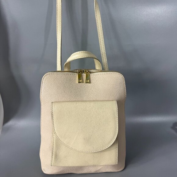 DIVINA FIRENZE Natural Leather Ivory Handbag/Backpack - Picture 2 of 14